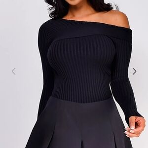 Elegant Black Off-Shoulder Sweater